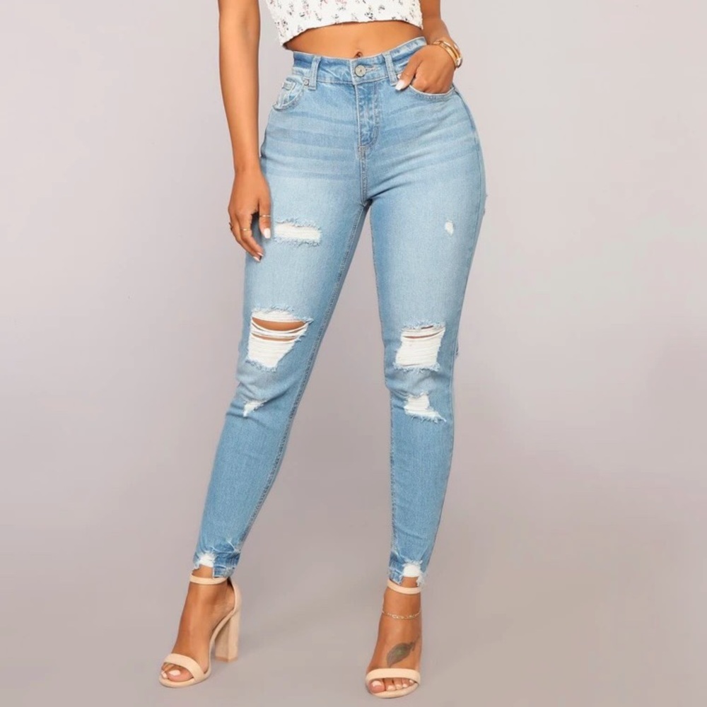 FASHION NOVA thats all me skinny jeans light blue